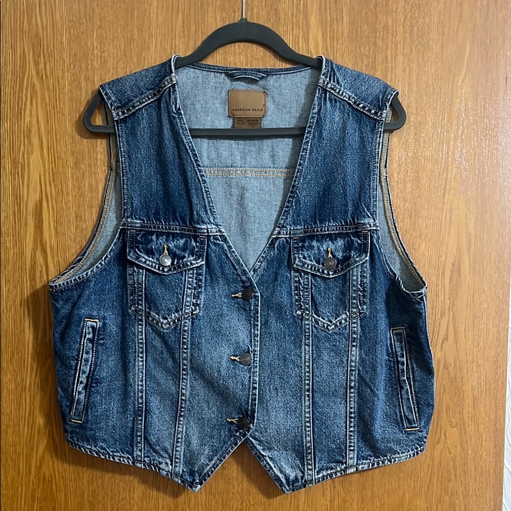 American Eagle Denim Vest with Button Closure
